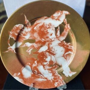 “FITZ  FLOYD-CHERUBINI ll” 1990 FINE PORCELAIN, GILTED PLATE, Japan 🇯🇵
